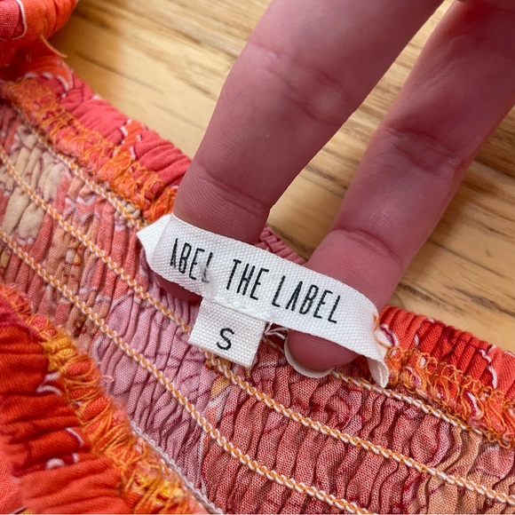 Abel the Label Off The Shoulder Ruffle Maxi Dress Pink Orange Floral Size Small - Picture 6 of 10